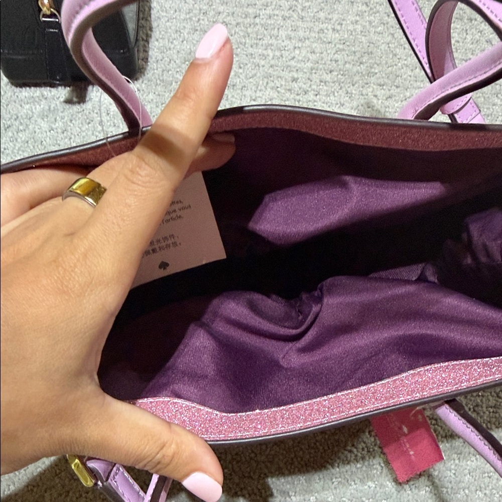 kate spade glittery rose-pink satchel with lilac straps - Picture 3 of 3